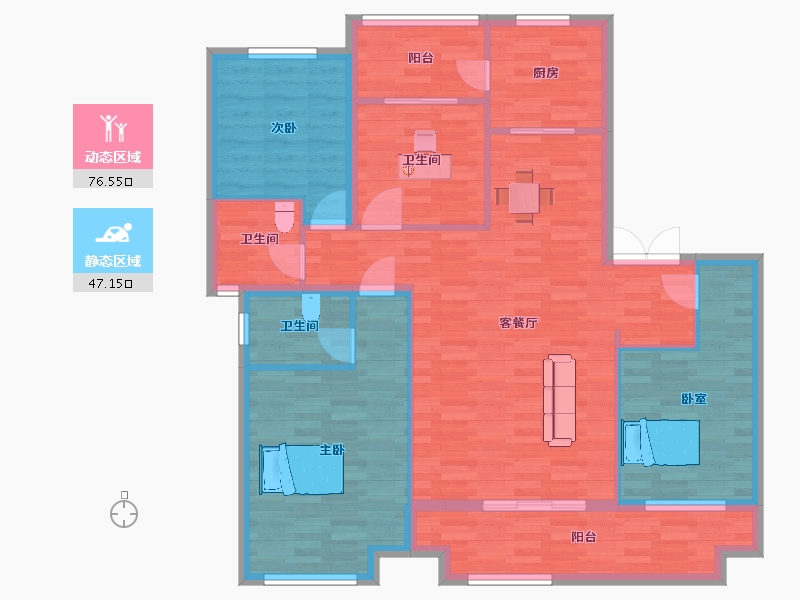 河南省-郑州市-大发融悦四季140㎡户型-112.00-户型库-动静分区