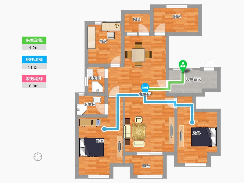 河南省-郑州市-浩创梧桐花语C户型113m²-90.40-户型库-动静线