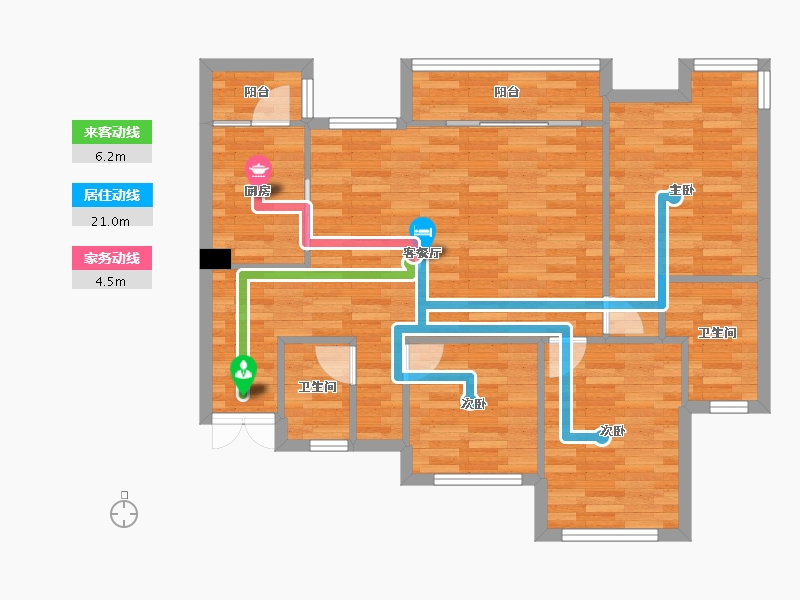 重庆-重庆市-首钢鎏雲大道14栋套内83m²-85.43-户型库-动静线