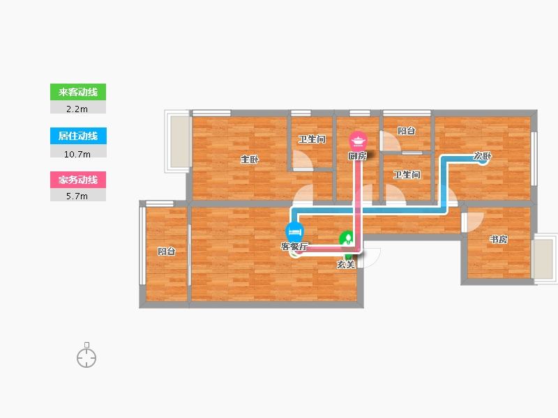 四川省-成都市-百郦锦城6号楼C4户型119m²-82.76-户型库-动静线