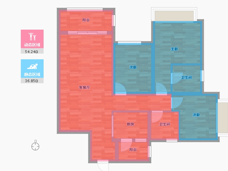 重庆-重庆市-龙湖椿山小洋楼41号楼,小洋楼42号楼,小洋楼43号楼101m²-80.56-户型库-动静分区