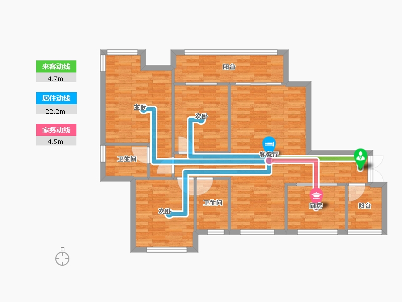 重庆-重庆市-首钢鎏雲大道11栋套内87m²-84.92-户型库-动静线