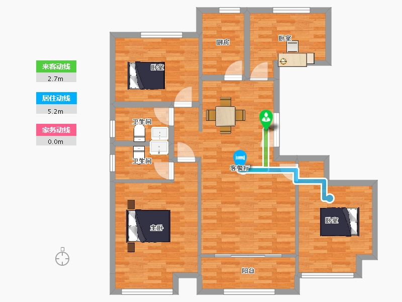 河南省-郑州市-浩创梧桐花语C3户型125m²-100.42-户型库-动静线