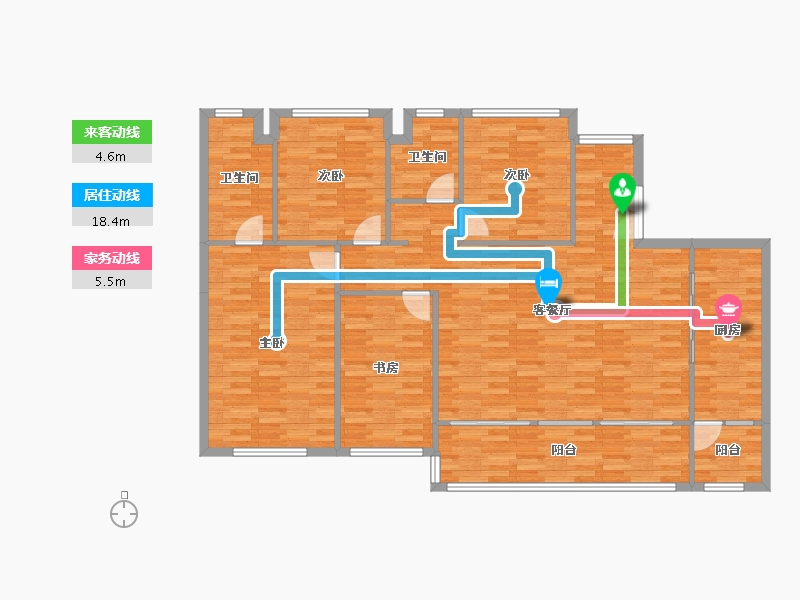 重庆-重庆市-金地自在城DK4-4号楼,DK4-5号楼,DK4-8号楼126m²-135.74-户型库-动静线