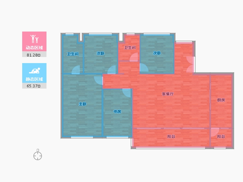 重庆-重庆市-金地自在城DK4-4号楼,DK4-5号楼,DK4-8号楼126m²-135.74-户型库-动静分区