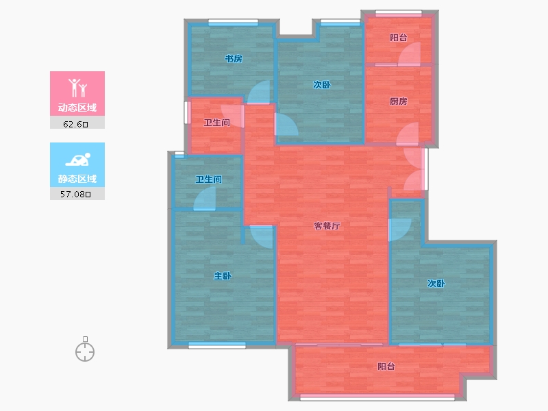 重庆-重庆市-金地自在城DK4-1号楼,DK4-2号楼,107m²-109.83-户型库-动静分区