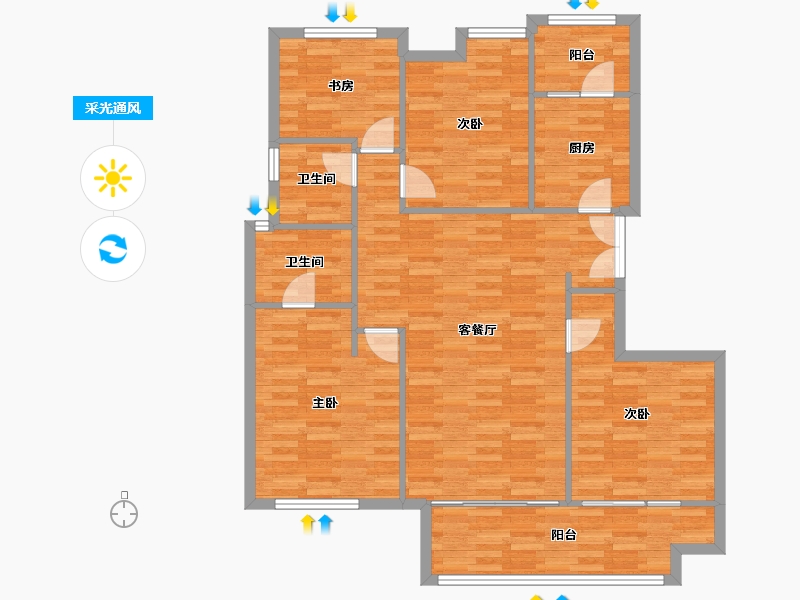 重庆-重庆市-金地自在城DK4-1号楼,DK4-2号楼,107m²-109.83-户型库-采光通风