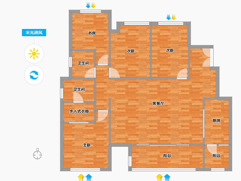 重庆-重庆市-金地自在城DK4-4号楼,DK4-5号楼,DK4-8号楼113m²-119.38-户型库-采光通风