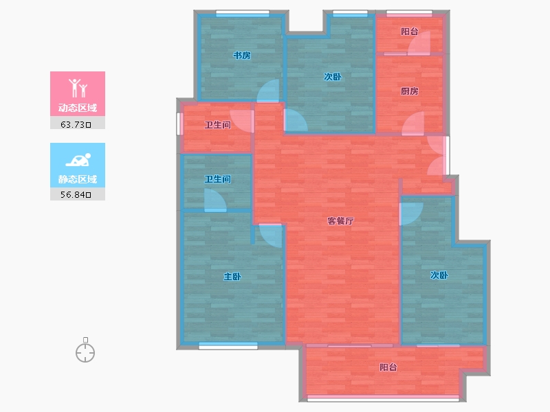 重庆-重庆市-金地自在城DK4-1号楼,DK4-2号楼,DK4-4号楼107m²-110.80-户型库-动静分区