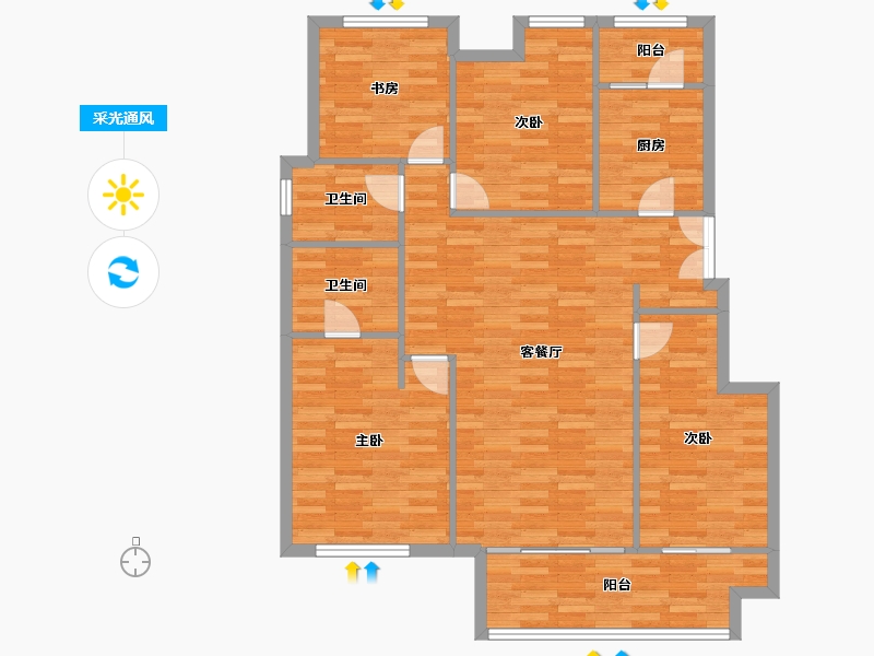 重庆-重庆市-金地自在城DK4-1号楼,DK4-2号楼,DK4-4号楼107m²-110.80-户型库-采光通风