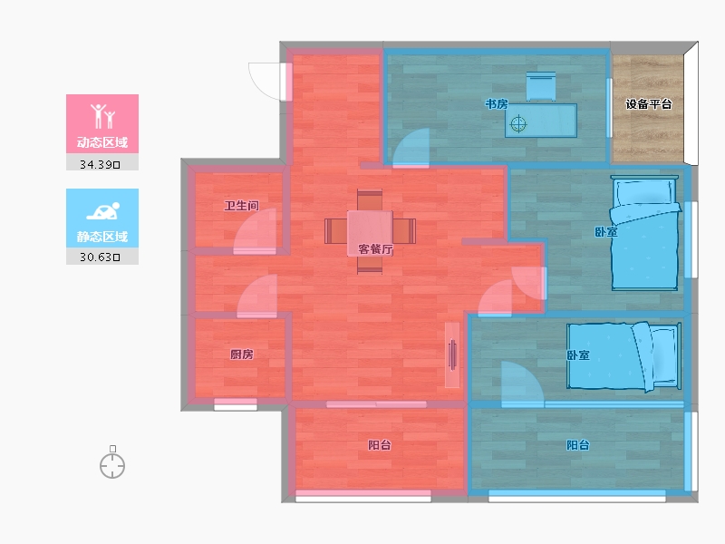 陕西省-西安市-就掌灯C10号楼77㎡-60.91-户型库-动静分区