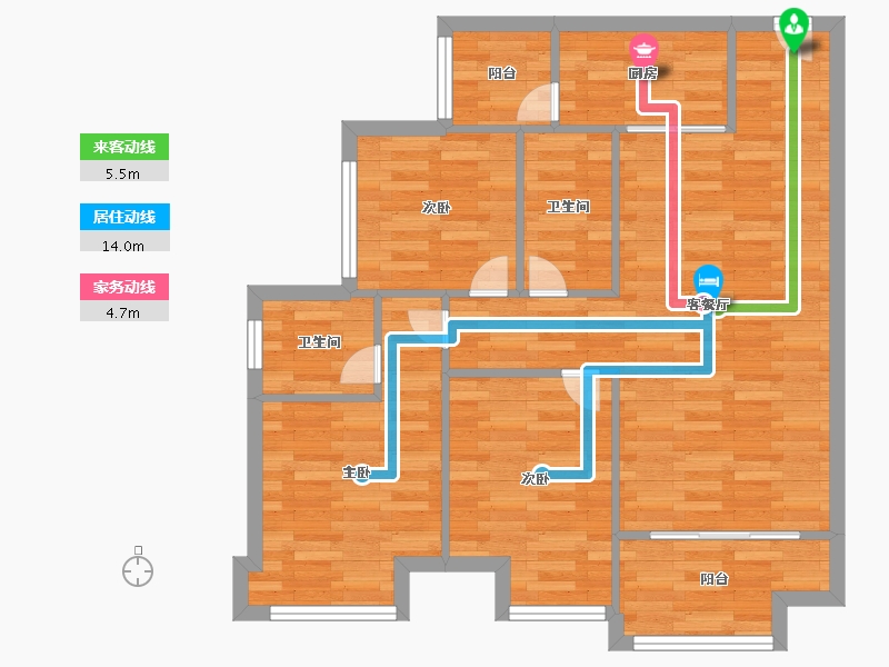 重庆-重庆市-金地自在城DK11-5号楼,DK11-9号楼,DK11-11号楼77m²-77.00-户型库-动静线