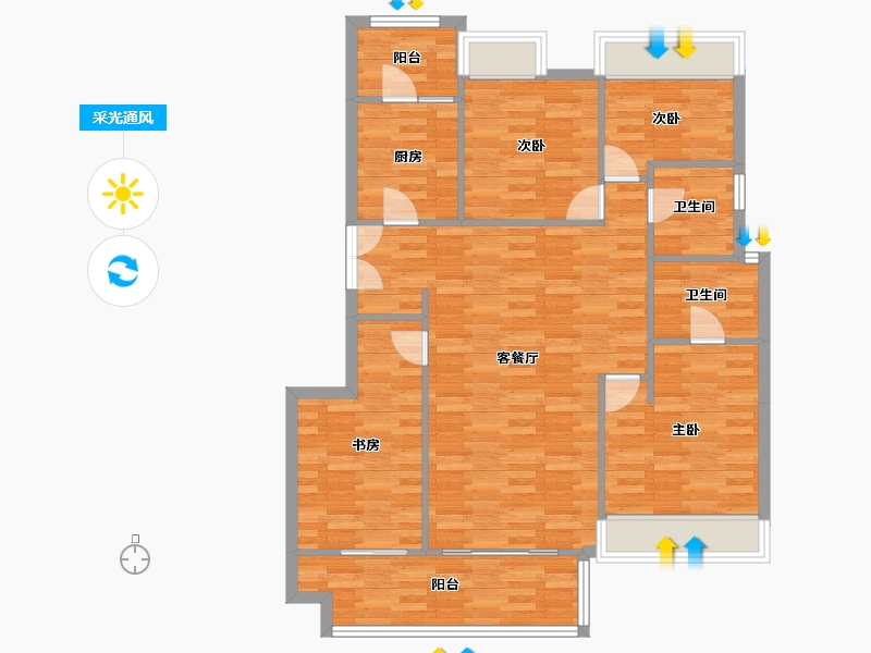 重庆-重庆市-金地自在城DK4-1号楼,DK4-2号楼,DK4-4号楼,DK4-5号楼,DK4-8-103.37-户型库-采光通风