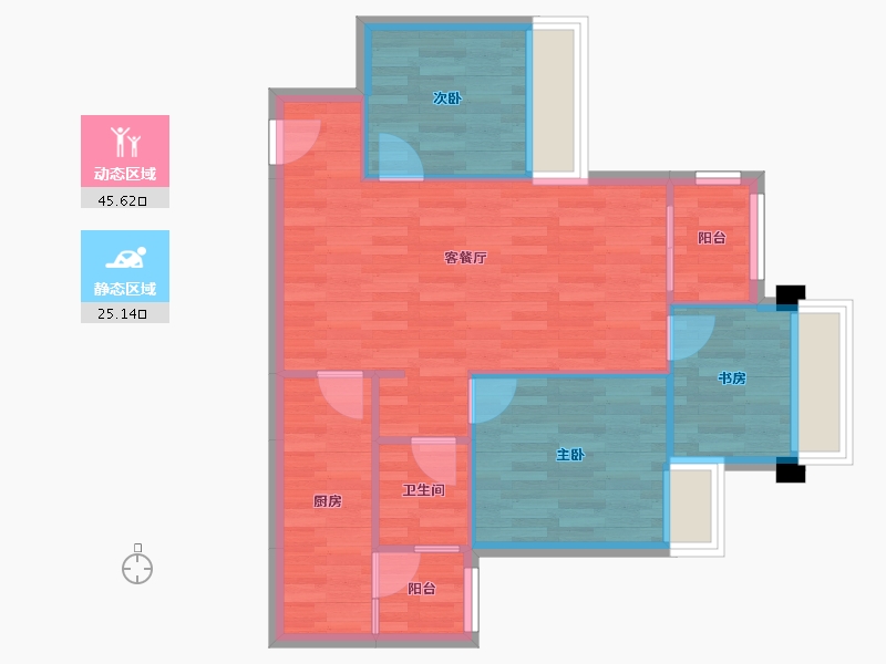 重庆-重庆市-金地自在城DK9-1号楼,DK9-2号楼,DK9-3号楼,DK9-4号楼,DK8-1号-63.84-户型库-动静分区