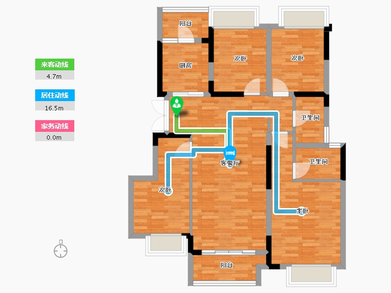 重庆-重庆市-朗基水印三生套内101m²-93.91-户型库-动静线