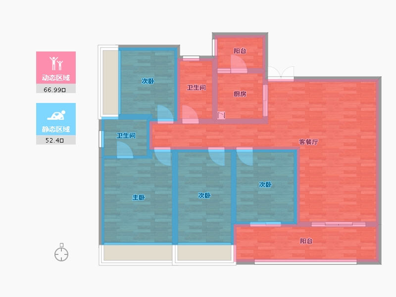 重庆-重庆市-龙湖西宸原著套内111m²-105.54-户型库-动静分区