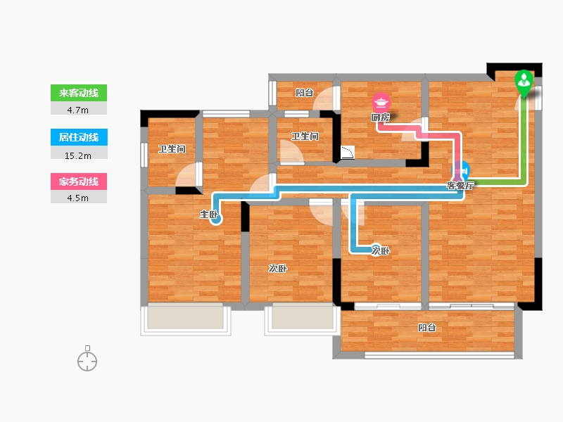 重庆-重庆市-美的金科郡2-6号楼套内94m²-89.50-户型库-动静线