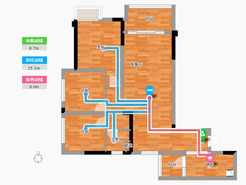 重庆-重庆市-美的金科郡套内82m²-76.21-户型库-动静线