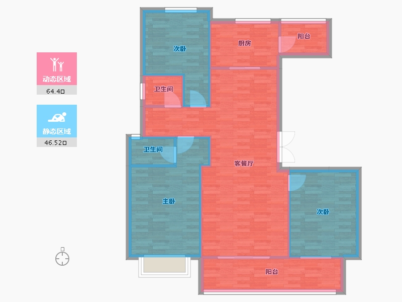 重庆-重庆市-联发君领西城10号楼,11号楼,4号楼,5号楼102m²-101.41-户型库-动静分区