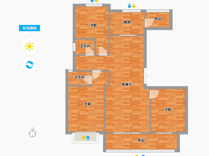 重庆-重庆市-联发君领西城10号楼,11号楼,4号楼,5号楼102m²-101.41-户型库-采光通风