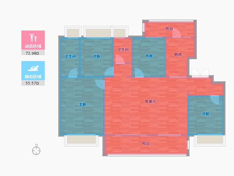 重庆-重庆市-联发君领西城8号楼,121m²-118.40-户型库-动静分区