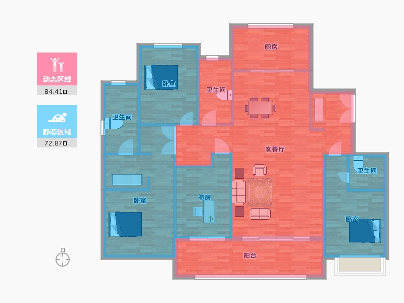 陕西省-西安市-富力开远城7号楼193㎡-144.96-户型库-动静分区