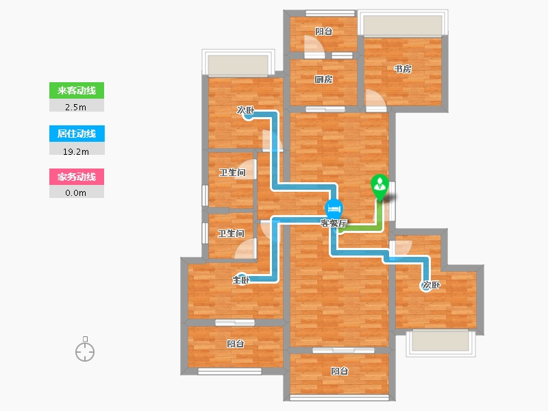 重庆-重庆市-龙湖开元晶蓝Ⅱ期1,2,3,4,5号楼套内103m²-99.71-户型库-动静线