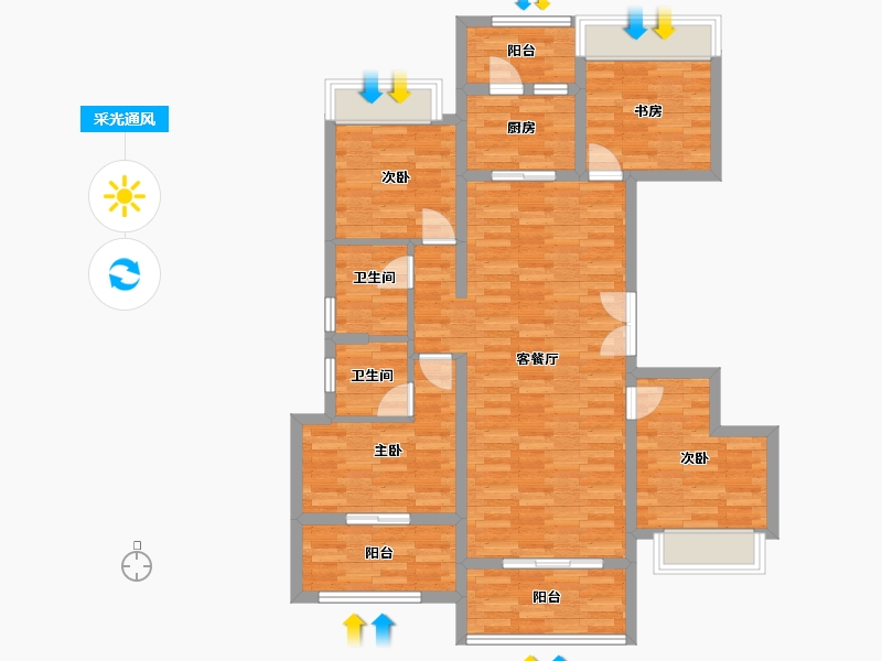 重庆-重庆市-龙湖开元晶蓝Ⅱ期1,2,3,4,5号楼套内103m²-99.71-户型库-采光通风