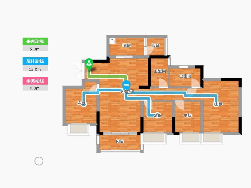 重庆-重庆市-朗基水印三生1-10号楼套内100m²-92.07-户型库-动静线