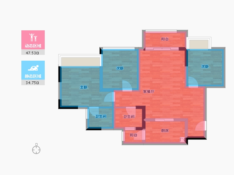 重庆-重庆市-美的金科郡2-6号楼套内81m²-72.00-户型库-动静分区