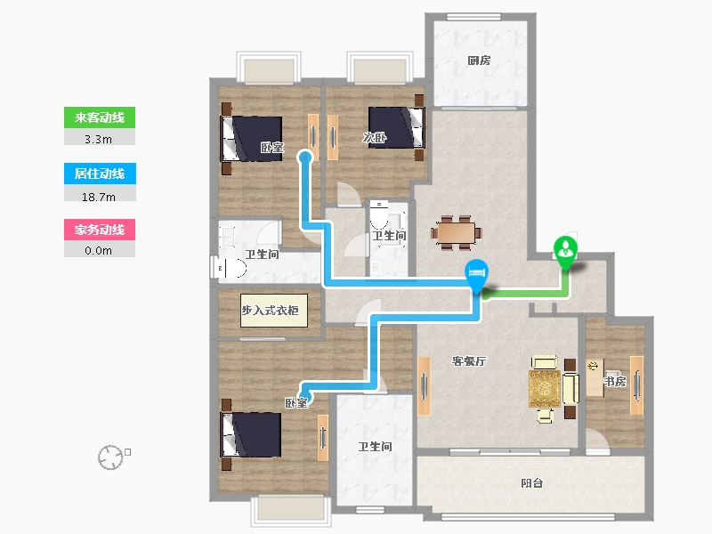 陕西省-西安市-绿城高新诚园8号楼,3号楼215㎡-161.53-户型库-动静线