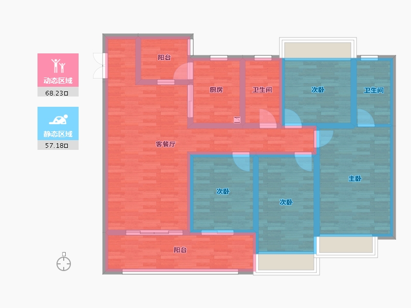 重庆-重庆市-龙湖西宸原著套内116m²-110.71-户型库-动静分区