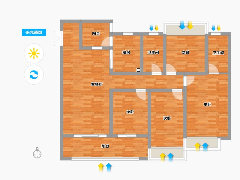 重庆-重庆市-龙湖西宸原著套内116m²-110.71-户型库-采光通风