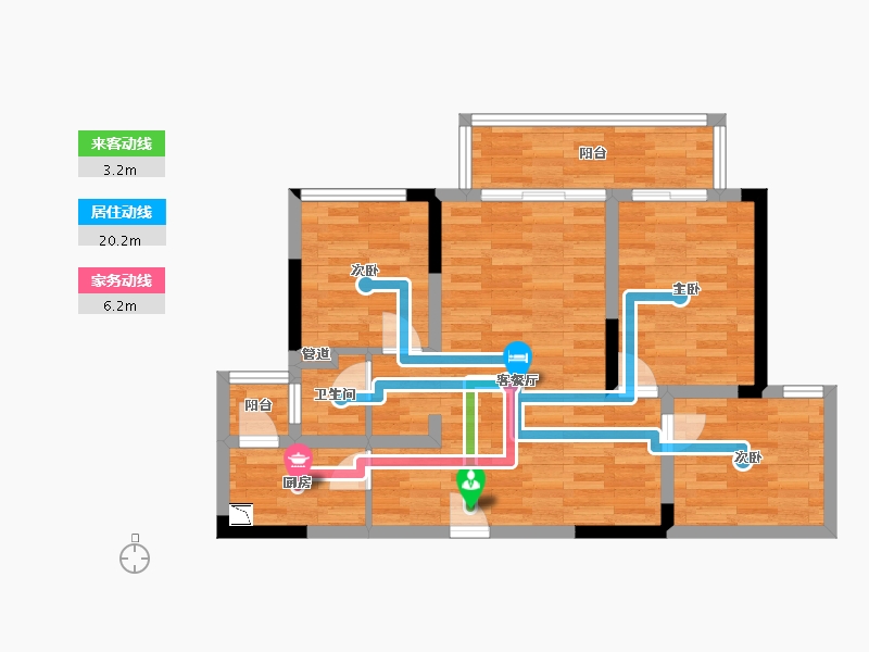 重庆-重庆市-美的金科郡套内78m²-68.87-户型库-动静线