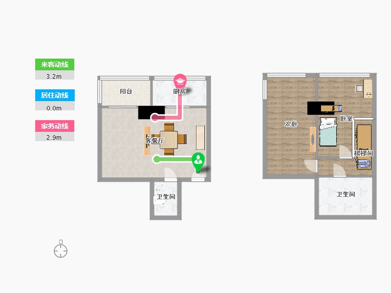 陕西省-西安市-元谷1号楼54㎡-82.85-户型库-动静线