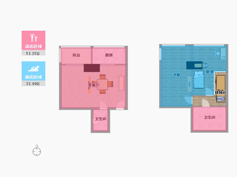 陕西省-西安市-元谷1号楼54㎡-82.85-户型库-动静分区