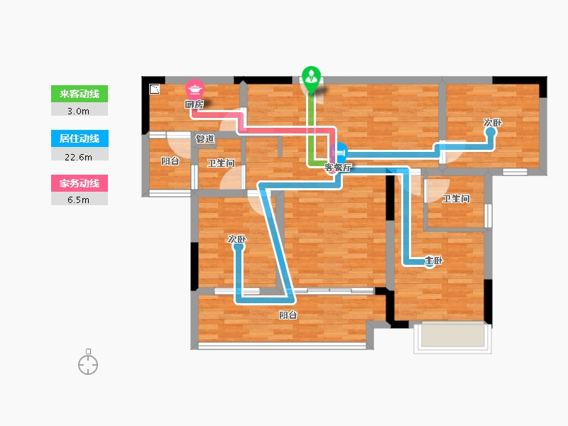 重庆-重庆市-美的金科郡套内86m²-81.35-户型库-动静线