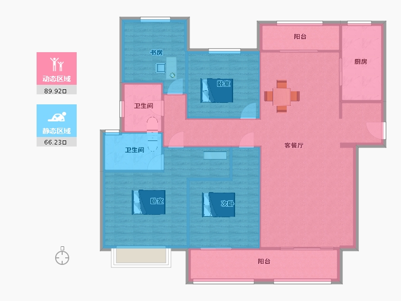 陕西省-西安市-天地源万熙天地地块二7号楼180m²-144.00-户型库-动静分区