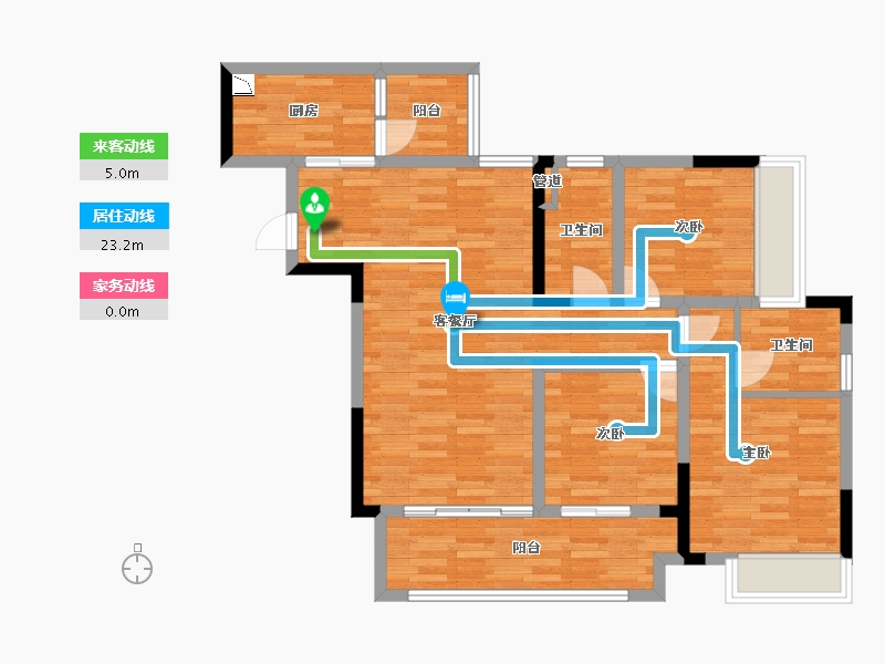 重庆-重庆市-美的金科郡套内94m²-89.87-户型库-动静线