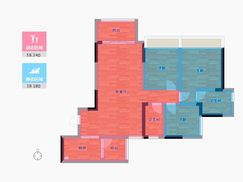 重庆-重庆市-美的金科郡2-7号楼套内90m²-85.06-户型库-动静分区