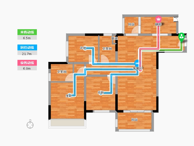 重庆-重庆市-美的金科郡套内86m²-83.60-户型库-动静线