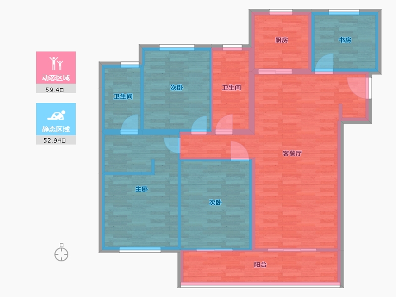 河南省-郑州市-融创城7号楼,8号楼建面142m2-100.74-户型库-动静分区