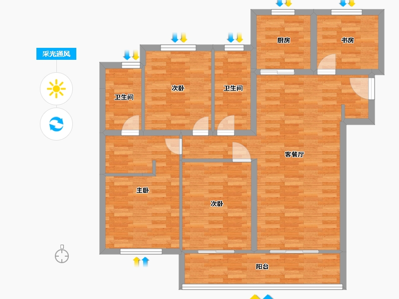 河南省-郑州市-融创城7号楼,8号楼建面142m2-100.74-户型库-采光通风