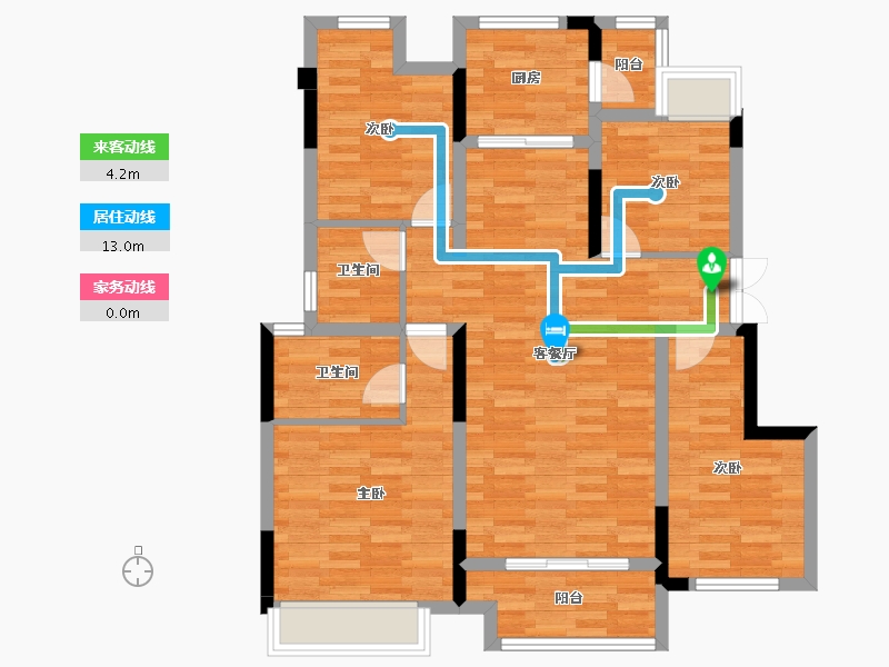 重庆-重庆市-联发西城首府9号楼,22号楼,23号楼B栋97m²-93.03-户型库-动静线