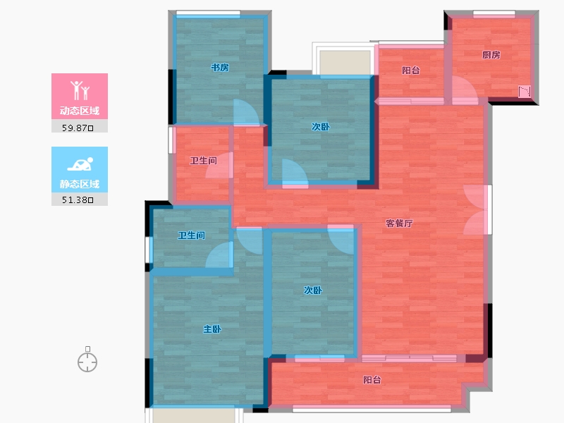 重庆-重庆市-美的金科郡套内106m²-98.35-户型库-动静分区