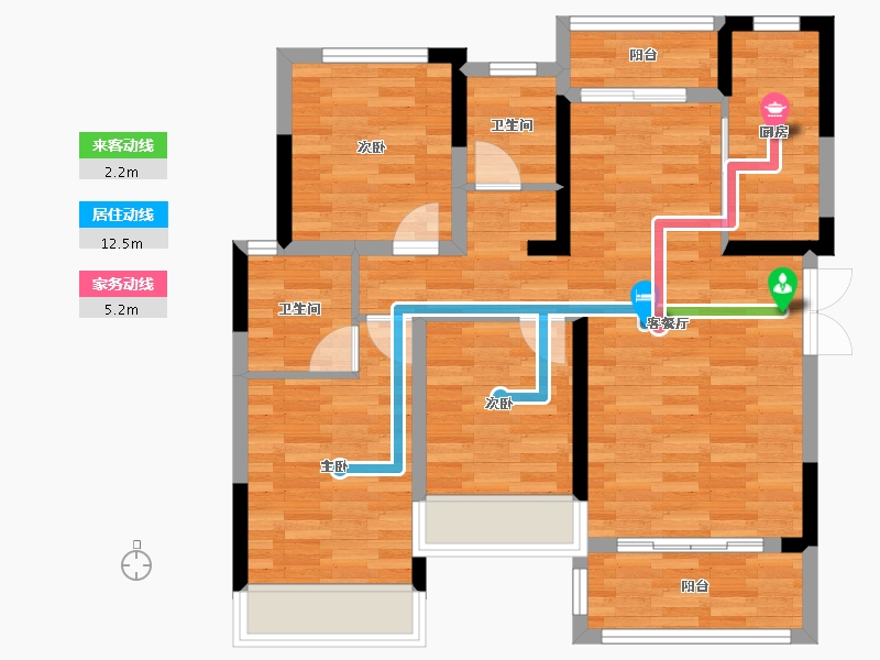 重庆-重庆市-联发西城首府86m²-79.56-户型库-动静线