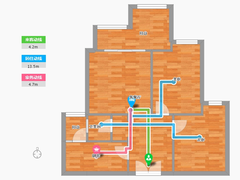 重庆-重庆市-天泰钢城印象62m²-63.04-户型库-动静线