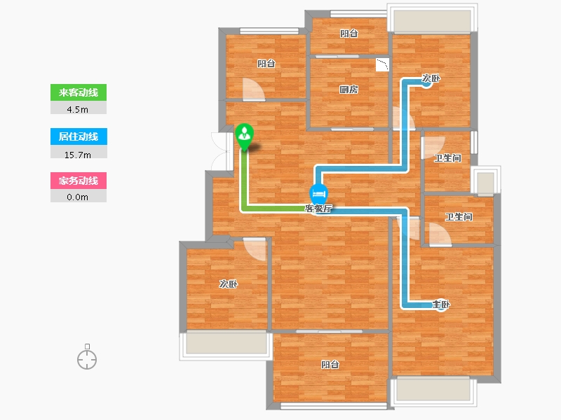 重庆-重庆市-首创天阅嘉陵套内108m²-109.16-户型库-动静线