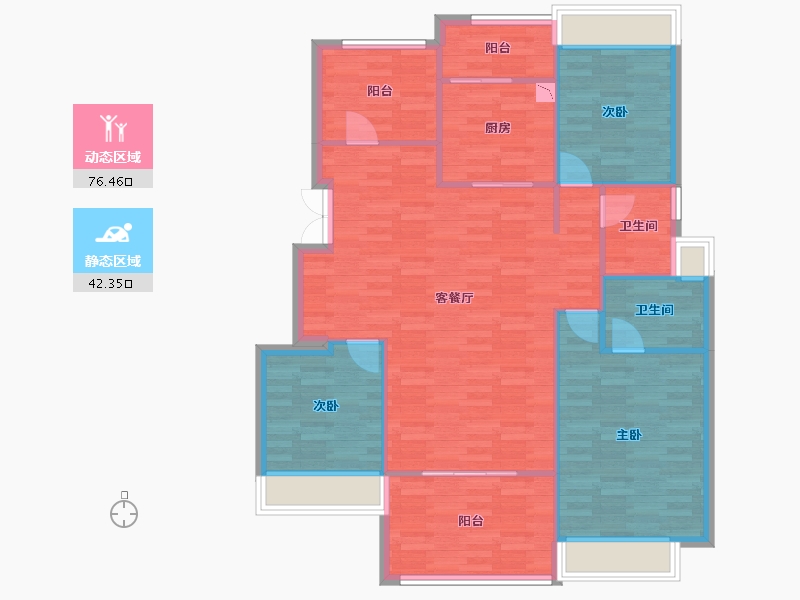 重庆-重庆市-首创天阅嘉陵套内108m²-109.16-户型库-动静分区