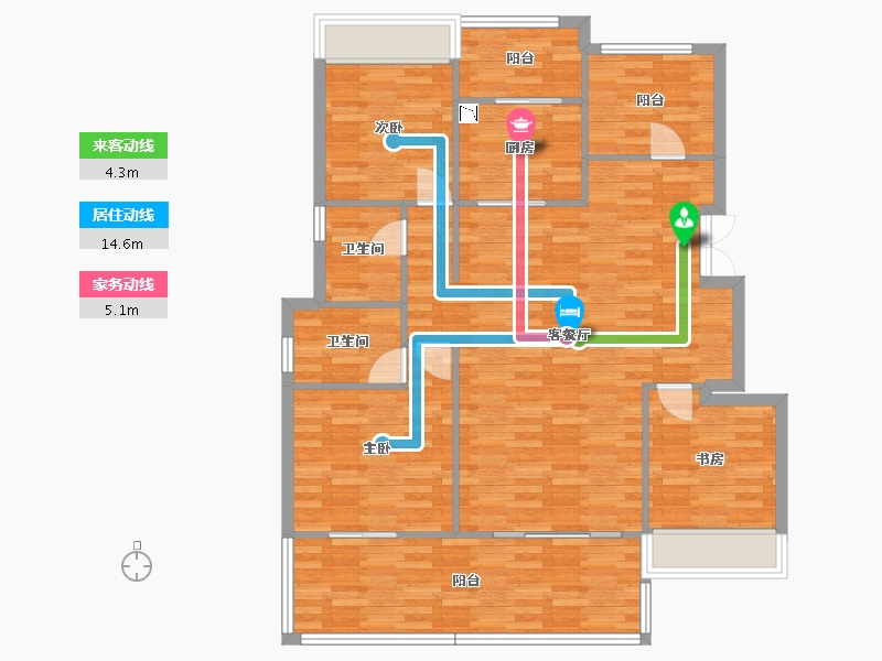 重庆-重庆市-首创天阅嘉陵套内96m²-112.54-户型库-动静线